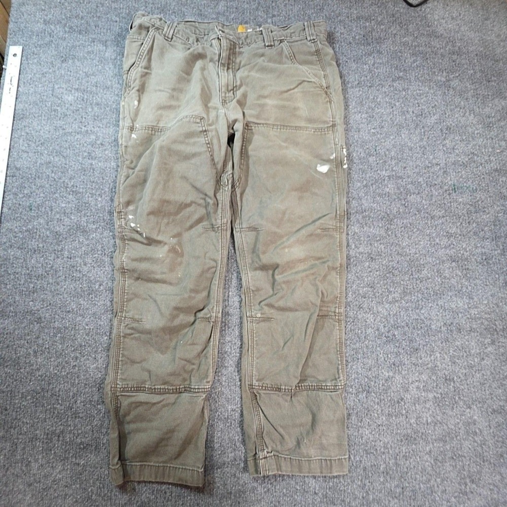 Carhartt Carpenter Pants Mens 36x30 Green Relaxed Canvas Workwear Straight Leg